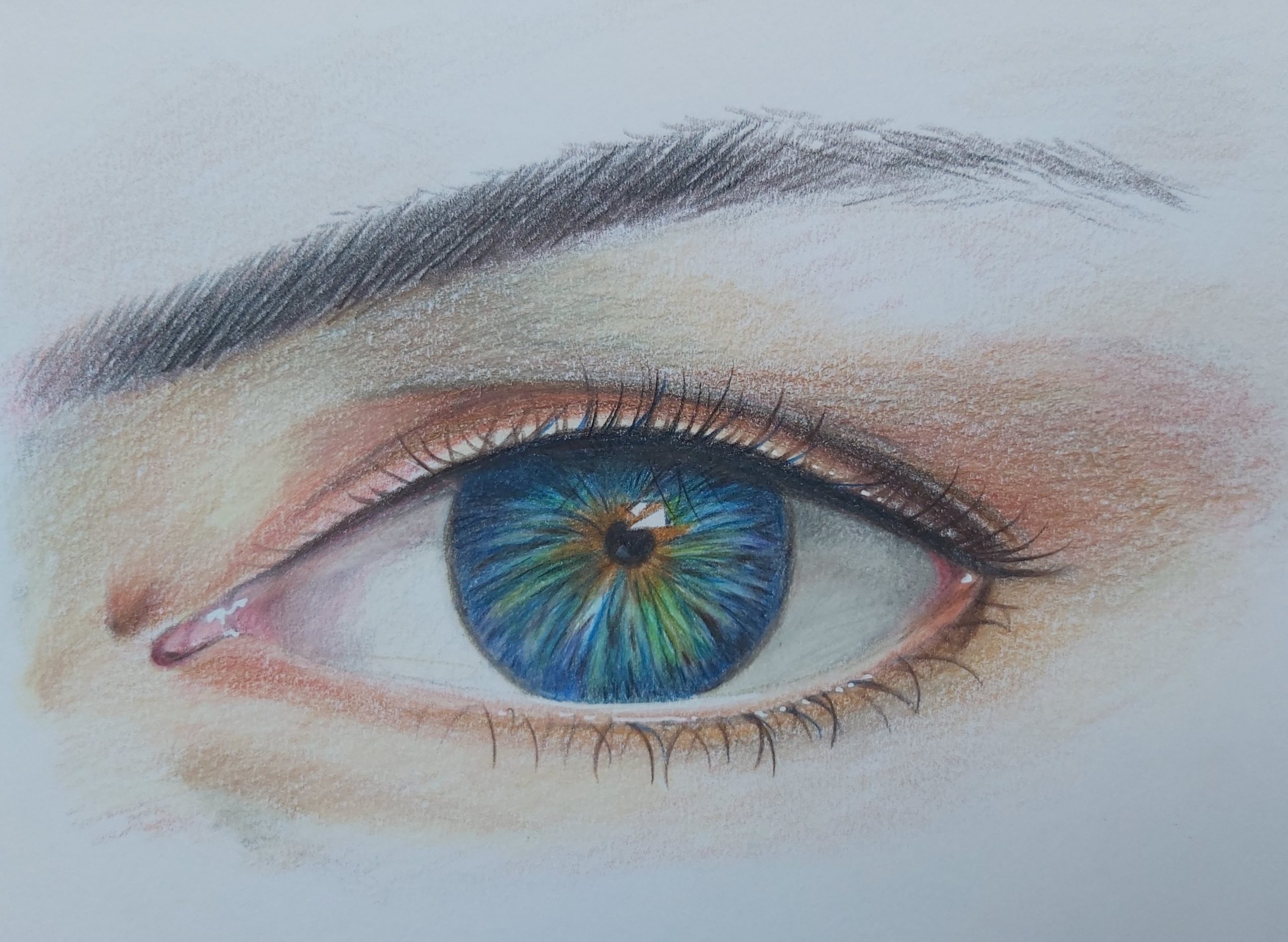 Coloured pencil sketch of an eye