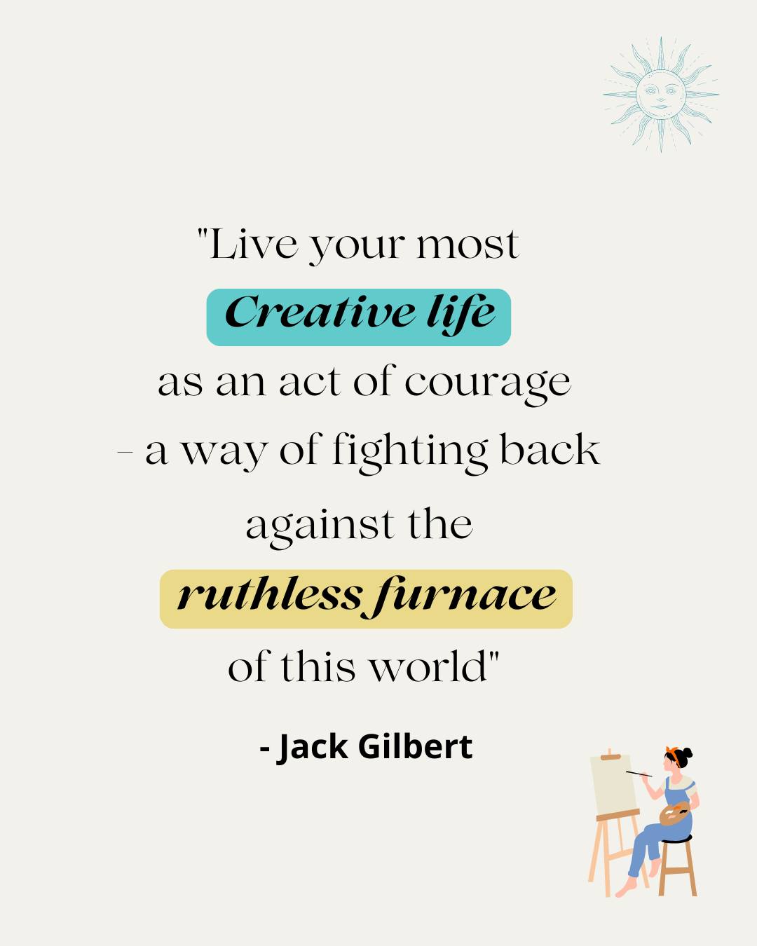 The day I found peace in a box of paints 🎨
Around 12 years ago, I discovered a very easy way to turn the volume down on my worries.
We've all been there, haven't we? Annoying bosses, money worries, relationship breakdowns, health issues. Add to that sad news stories, climate change, wars. The list goes on. 
Sometimes, it all gets a bit much! 😆
But one day, I discovered a new, prestine box of paints in the cupboard under the stairs. After a bit of encouragement from a friend, I cleared some space to paint - something I'd been avoiding for decades!🤦
Four hours later, I'd discovered the secret to pressing pause and muting all my negative thoughts.  Thus far, all the talking in the world hadn't resolved any of it. 
By spending time creating, I'd reclaimed some control over these thoughts and took a big deep breath.
For the first time in months, I experienced some peace and tranquillity. I'd found a sanctuary from my chattering mind. 🙏
This is why I love this quote from Elizabeth Gilbert's Book 'Big Magic'. 
Instead of being at the mercy of events, Immersing myself in craft is the antidote, the one thing I can do to give myself a break, press pause, and let go for a while.
I realised (eventually 🤦) that life will always throw me a curve ball. And I can't just 'Doom scroll' my way out of it. In fact, our phones are probably making us feel worse. 
What craft or creative thing could you find the time for to take your mind off some 'stuff'? 🎨